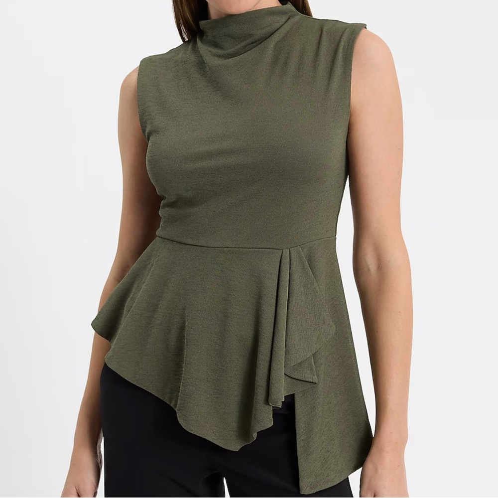 Express Mock Neck Asymmetrical Peplum Tank